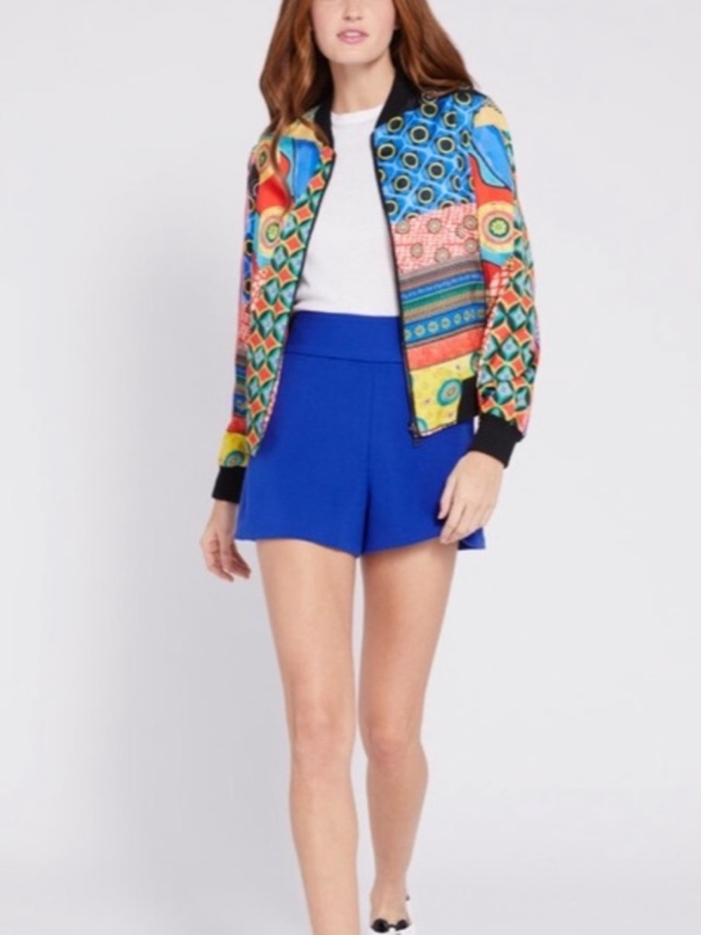 NWT Alice + Olivia Multi Vista Reversible Bomber Jacket Geometric Sz Small - Picture 2 of 8